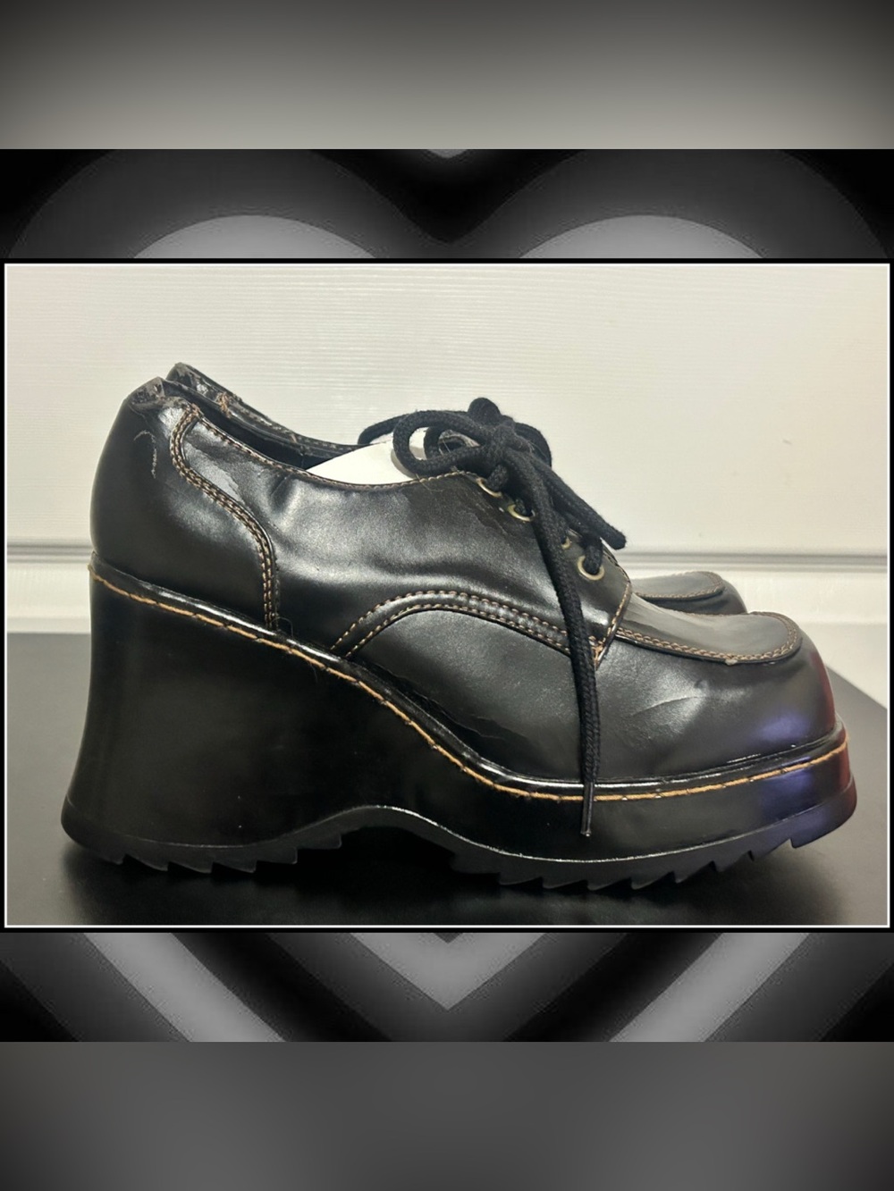 Vintage 90s Chunky Platform Wedge Oxfords